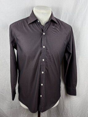 Proper Cloth Greenwich Dark Brown Twill Cotton Untucked Shirt Men's 16.3 32